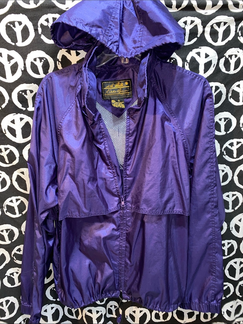 MEN EDDIE BAUER PURPLE NYLON JACKET ZIP FRONT SZ S